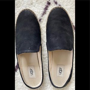 Ugg suede black slip on shoes. EUC size 10